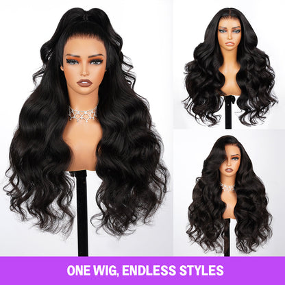 Megalook 13x6 Three-Go™ Glueless Body Wave Wig With Drawstring Natural Black 100% Human Hair Wig