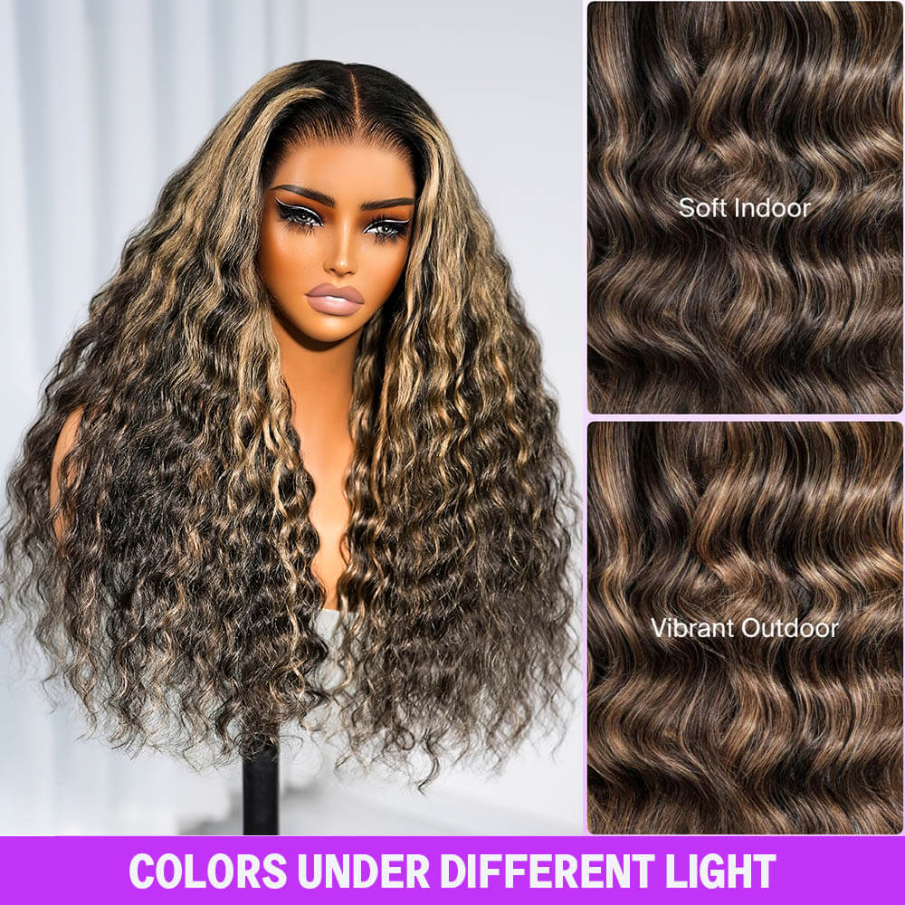 Megalook 13x6 Three-Go™ Balayage Highlight Glueless Wigs Bohemian Curl with Drawstring 100% Human Hair Wig