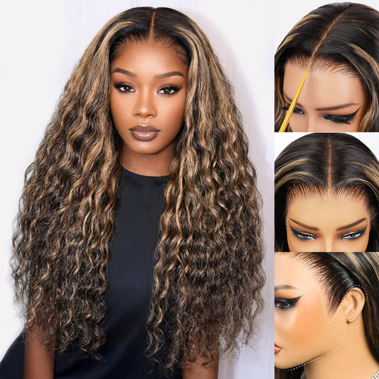 Megalook 13x6 Three-Go™ Balayage Highlight Glueless Wigs Bohemian Curl with Drawstring 100% Human Hair Wig