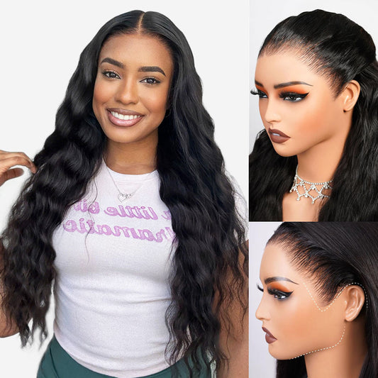 Megalook 13x6 Three-Go™ Glueless Wig Bohemian Natural Curl With Drawstring Natural Black 100% Human Hair Wig