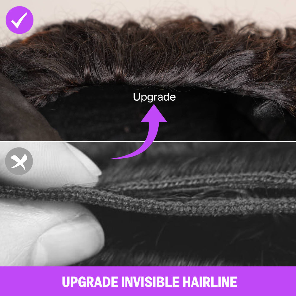 Megalook 3 in 1 Half Wig Glueless Body Wave Wigs With Drawstring Natural Black Beginner Friendly