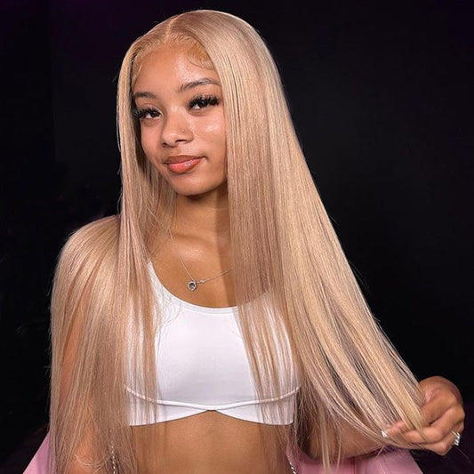 Megalook 13x4 Lace Frontal Milk Tea Brown Straight Wigs Invisible Knots Natural Hairline