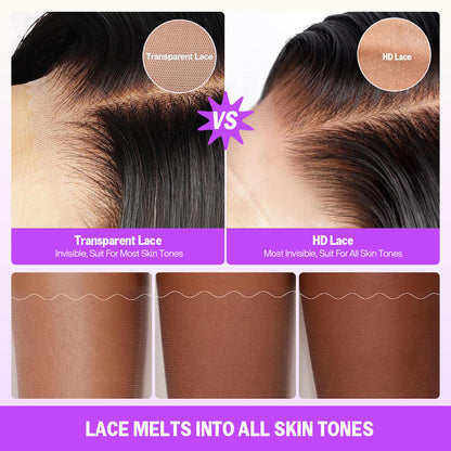 Megalook 13x6 Three-Go™ Glueless Body Wave Wig With Drawstring Natural Black 100% Human Hair Wig